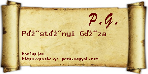 Pöstényi Géza névjegykártya